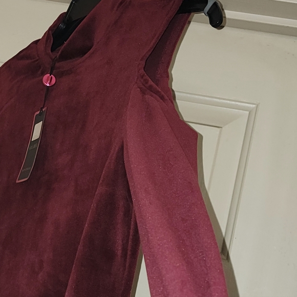 Valentine Day Velour Top M Jolibel Burgundy - Picture 5 of 15